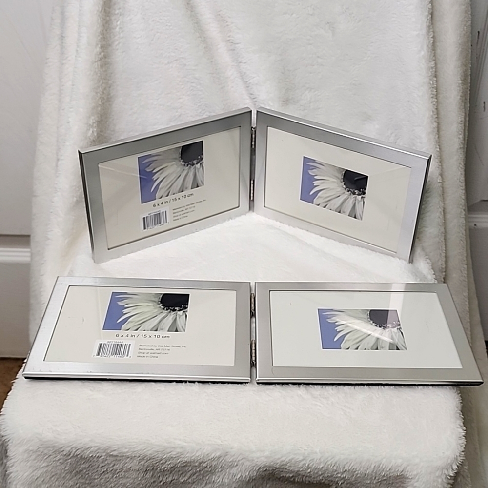 2 Small Silver Foldable Picture Frames